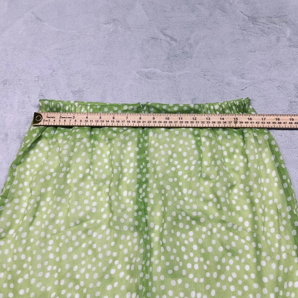 Cato Woman Polka Dot Plus Size Midi Skirt 14/16W Green Polyester Ruffle‎ Hem